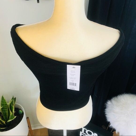 French Connection‎ Odelia Off Shoulder Crop Top, Black, Size Medium, NWT - Picture 13 of 15